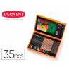 ESTUCHE DE PINTURA DERWENT ACADEMY MADERA LAPICES DE COLORES 35 PIEZAS