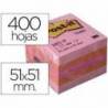 Bloc de notas adhesivas quita y pon post-it 51x51 mm minicubo rosa 400 hojas