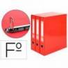 Modulo Liderpapel 3 archivadores folio 2 anillas mixtas 40mm rojo.