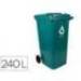 PAPELERA CONTENEDOR Q-CONNECT PLASTICO CON TAPADERA Y RUEDAS 240 LITROS 1040X620X610 MM VERDE
