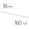 Canutillo q-connect redondo 18 mm plastico blanco capacidad 160 hojas caja de 50 unidades
