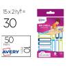 ETIQUETA AVERY PARA BOLIGRAFOS Y LAPICES AZUL Y VERDE 50X10 MM BLISTER DE 30 UNIDADES