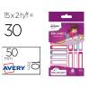 ETIQUETA AVERY PARA BOLIGRAFOS Y LAPICES ROSA Y VIOLETA 50X10 MM BLISTER DE 30 UNIDADES