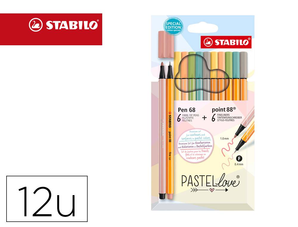 Pack 8 colores pastel, Rotuladores Stabilo Point 88 p. fina