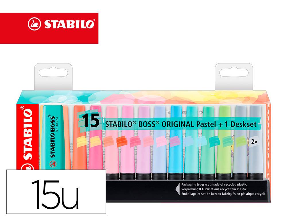 Resaltadores STABILO Boss Desket 15 Colores Pastel