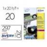 Etiqueta Adhesiva Avery 210x297 mm Poliester Blanco. Caja de 20 hojas