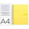 Bloc Liderpapel Din A4 micro crafty cuadrícula 5mm 5 bandas 4 taladros tapa forrada 90 gr 120 hojas color amarillo