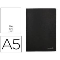 Libreta escolar Liderpapel tapa negra A5 con 80 hojas de 60g/m2 liso sin margen.