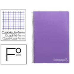 Cuaderno espiral Liderpapel Witty Tamaño folio Tapa dura Cuadricula 4 mm 75 g/m2 Con margen color Violeta