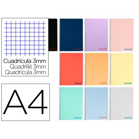 Bloc Liderpapel DIN A4 wonder milimetrado 3mm con margen tapa plástico 90 gr color “no se puede elegir”
