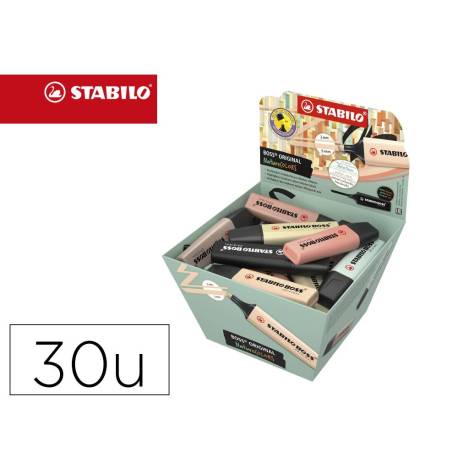ROTULADOR STABILO BOSS PASTEL FLUORESCENTE 70 NATURE COLORS EXPOSITOR CESTA DE 30 UNIDADES COLORES SURTIDOS