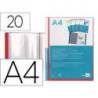 Carpeta Canguro Liderpapel DIN A4 poliporpileno 20 fundas color rojo