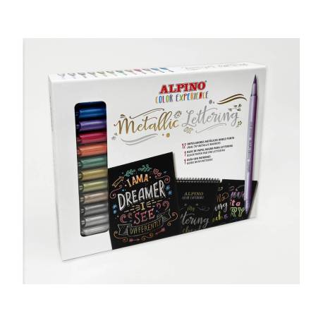 ROTULADOR ALPINO METALLIC LETTERING DOBLE PUNTA ESTUCHE DE 10 UNIDADES COLORES SURTIDOS