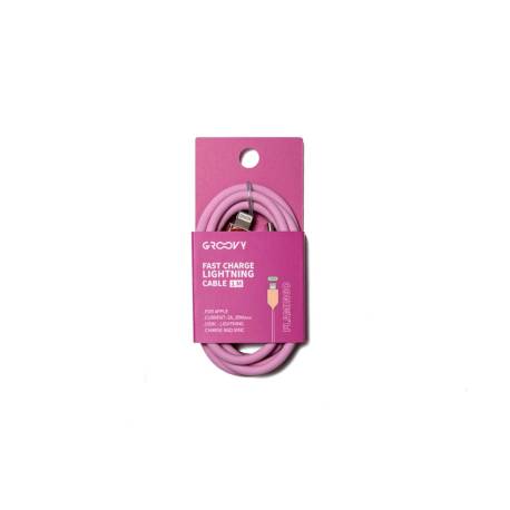 CABLE GROOVY USB 2.0 TIPO C A TIPO C LONGITUD 1 MT SILICONA COLOR ROSA FLAMENCO