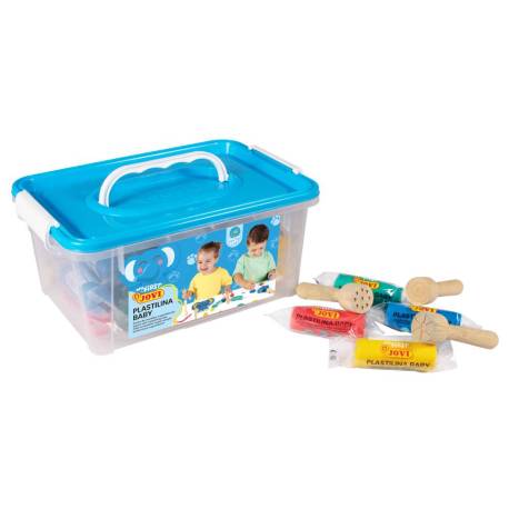 PLASTILINA JOVI MY FIRST BABY SUPER BLANDA 38 G BAUL CON 20 UNIDADES COLORES SURTIDOS + 9 SELLOS MADERA SURTIDOS