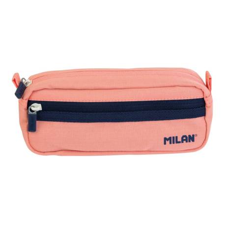 BOLSO ESCOLAR PORTATODO MILAN SERIE 1918 2 CREMALLERAS COLOR ROSA 210X85X61 MM