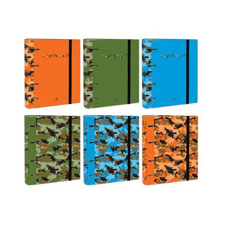 CARPETA DE 4 ANILLAS DE 40 MM MIXTAS CARTON FORRADO FOLIO COLORES SURTIDOS CAMUFLAJE 6 DISEÑOS