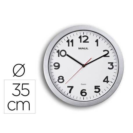 RELOJ MAUL STEP DE PARED REDONDO 35 CM DIAMETRO ELECTRICO COLOR PLATA