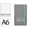 CUADERNO CON GOMILLA ANTARTIK NOTES TAPA BLANDA A6 RAYAS GRIS Y TURQUESA 100 HOJAS 80 GR FSC