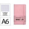 CUADERNO CON GOMILLA ANTARTIK NOTES TAPA BLANDA A6 CUADRICULA ROSA PASTEL 100 HOJAS 80 GR FSC