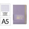 CUADERNO CON GOMILLA ANTARTIK NOTES TAPA DURA A5 HOJAS CUADRICULA MORADO Y AMARILLO 100 HOJAS 80 GR FSC