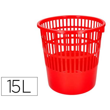 PAPELERA PLASTICO Q-CONNECT 15 LITROS COLOR ROJO 285X290 MM