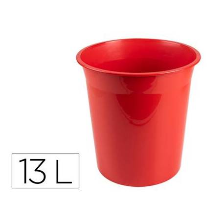PAPELERA PLASTICO Q-CONNECT ROJO OPACO 13 LITROS