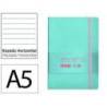 CUADERNO CON GOMILLA ANTARTIK NOTES TAPA BLANDA A5 HOJAS RAYAS ROSA Y TURQUESA 80 HOJAS 80 GR FSC