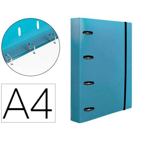CARPETA CON RECAMBIO 4 ANILLAS DE 25 MM LIDERPAPEL DIN A4 COLOR AZUL POLIPROPILENO