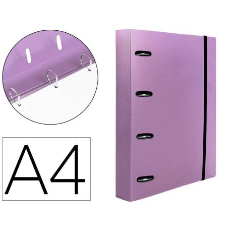 CARPETA CON RECAMBIO 4 ANILLAS DE 25 MM LIDERPAPEL DIN A4 COLOR VIOLETA POLIPROPILENO