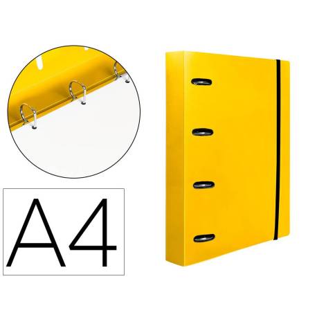 CARPETA 4 ANILLAS 25 MM LIDERPAPEL DIN A4 COLOR AMARILLO POLIPROPILENO