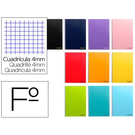 Cuaderno espiral Liderpapel folio smart Tapa blanda 80h 60gr cuadro 4mm con margen Colores surtidos (no se puede elegir)