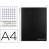Bloc Liderpapel Din A4 micro jolly cuadrícula 5mm 5 bandas 4 taladros tapa forrada 75 gr 140 hojas color negro