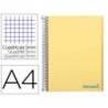 Cuaderno espiral Liderpapel Wonder Tamaño DIN A4 Tapa plastico Cuadricula 5 mm 90 g/m2 5 bandas 4 taladros color Amarillo