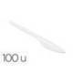CUCHILLO DE PLASTICO BLANCO REUTILIZABLE PAQUETE DE 100 UNIDADES