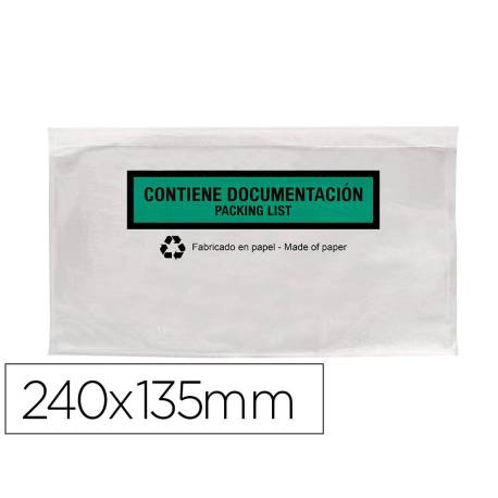 SOBRE AUTOADHESIVO Q-CONNECT PORTADOCUMENTOS MULTILINGUE 240X135 MM SIN VENTANA 100% PAPEL PAQUETE DE 100 UNIDADES