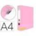 ARCHIVADOR DE PALANCA LIDERPAPEL DIN A4 CARTÓN FORRADO SIN RADO LOMO 80 MM COLOR ROSA COMPRESOR METALICO