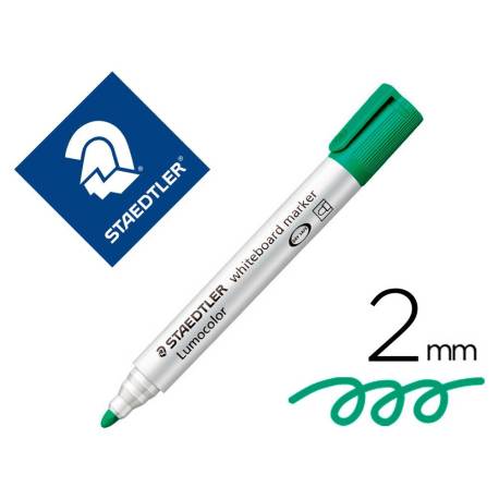 ROTULADOR STAEDTLER LUMOCOLOR 351 PARA PIZARRA BLANCA PUNTA REDONDA 2 MM RECARGABLE COLOR VERDE CLARO