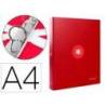 CARPETA LIDERPAPEL ANTARTIK DIN A4 FORRADA 4 ANILLAS 25 MM ROJO