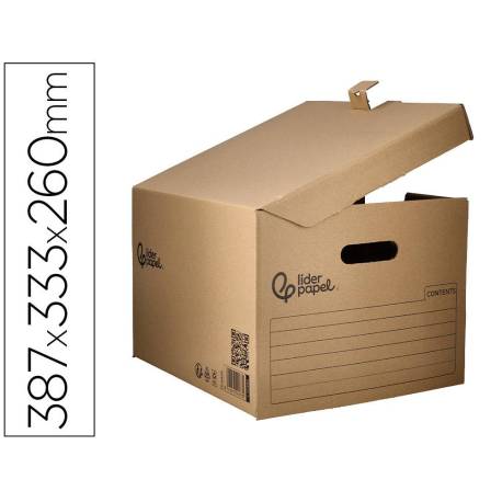 CAJON CONTENEDOR LIDERPAPEL CARTON MANUAL PARA 3 CAJAS ARCHIVO DEF. FOLIO / 3 ARCHIVADORES A-Z 387X333X260MM