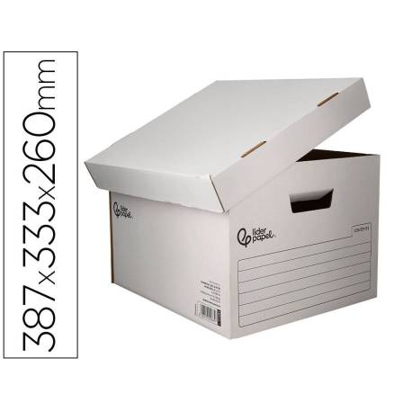 CAJON CONTENEDOR LIDERPAPEL CARTON AUTOMATICO PARA 3 CAJASARCHIVO DEF. FOLIO / 4 ARCHIVADORES A-Z 387X333X260MM