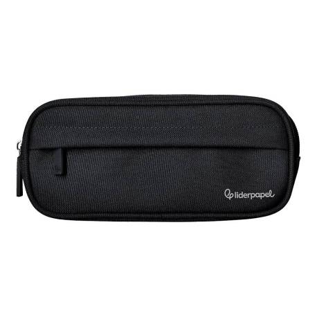 ESTUCHE PORTATODO LIDERPAPEL CLASSIC OVALADO 2 CREMALLERAS CON BOLSILLO DELANTERO 210X90MM NEGRO