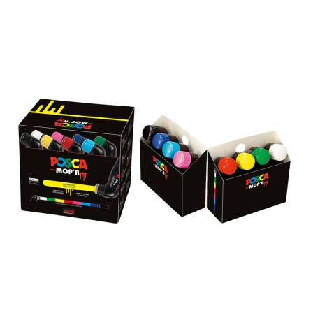 ROTULADOR UNI POSCA MOP R PCM-22 MARCADOR DE PINTURA REDONDA 3-19 MM CAJA DE 8 UNIDADES COLORES SURTIDOS