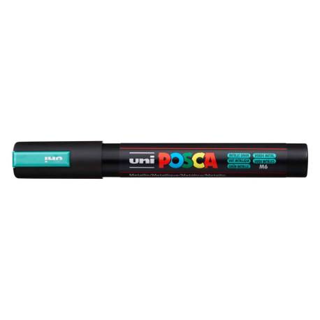 ROTULADOR UNI POSCA PC-5M MARCADOR DE PINTURA PUNTA CONICA 1,8-2,5 MM VERDE METALICO