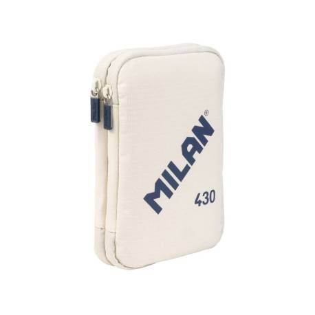 PLUMIER ESCOLAR MILAN 430 SINCE 1918 DOBLE CON ACCESORIOS COLOR BEIG 195X50X130 MM