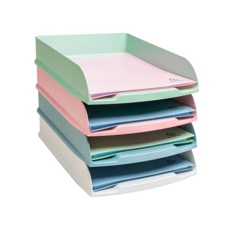 BANDEJA SOBREMESA EXACOMPTA AUTENTIK COMBO STYLI PLASTICO RECICLADO SET DE 4 UNIDADES COLORES SURTIDOS