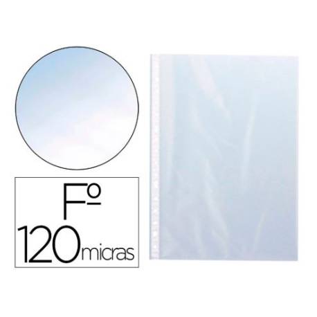 Funda Multitaladro Q-Connect Tamaño Folio 120 MC Cristal 100 uds