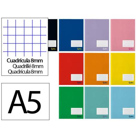 LIBRETA LIDERPAPEL SMART A5 PLUS 32 HOJAS 75G/M2 CUADRO 8MM CON MARGEN COLORES SURTIDO
