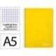 CUADERNO ESPIRAL LIDERPAPEL DIN A5 WITTY TAPA DURA 80H 90GR CUADRO 4MM CON MARGEN COLOR AMARILLO