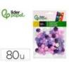 POMPONES DE COLORES LIDERPAPEL 1,5 CM TONALIDADES VIOLETA BOLSA CON 80 UNIDADES